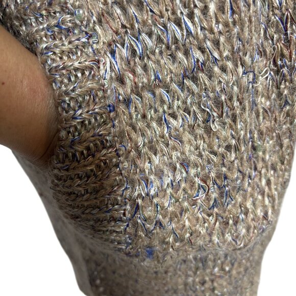 Wool Blend Chunky Knit Open Cardigan Sweater Brown Long Womens M soft cozy - Picture 7 of 10